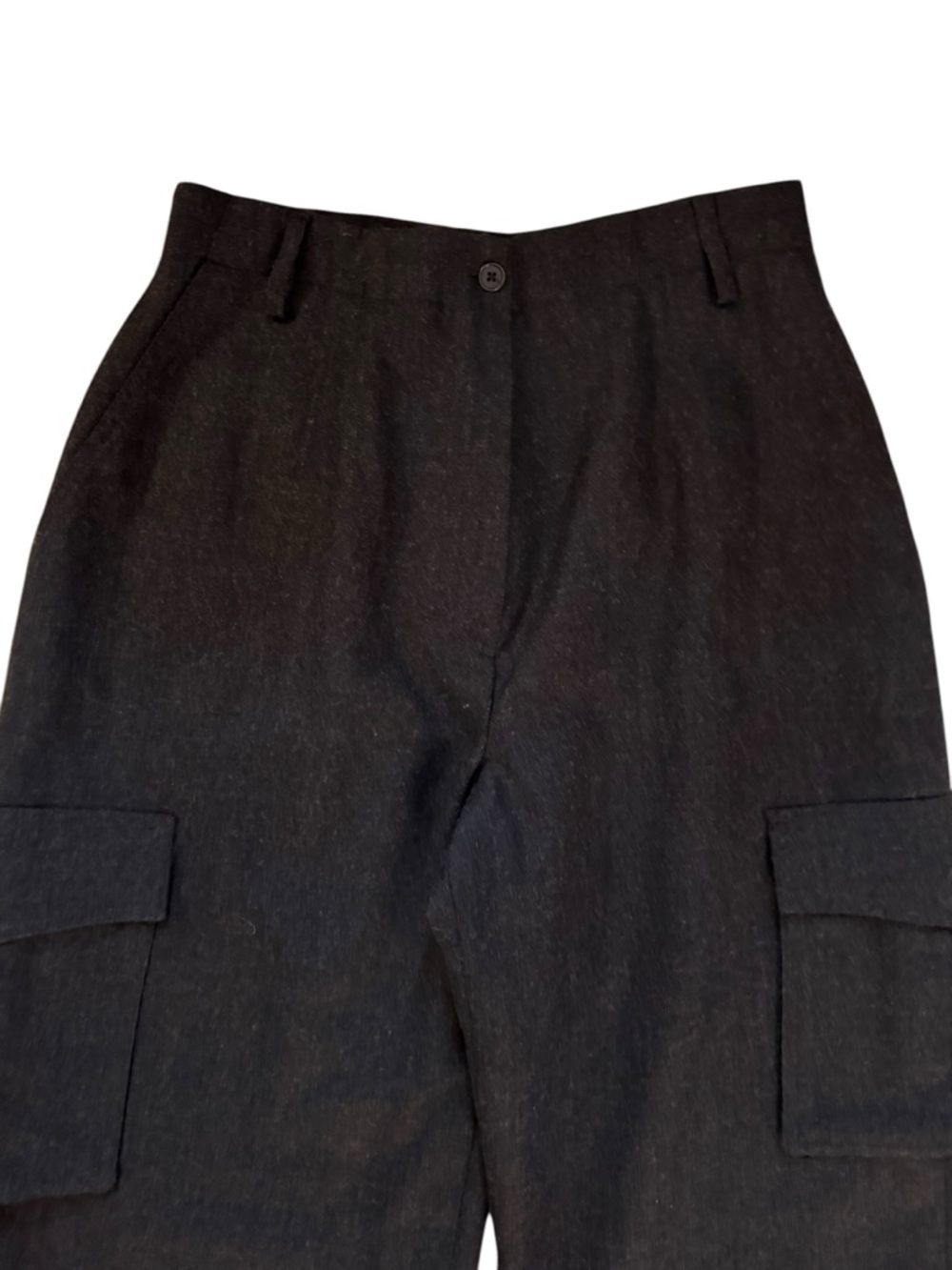 SOLD Lauren Ralph Lauren High Rise Wide Leg Cargo Pants 10 Gray Wool 32” VTG USA - Picture 3 of 7